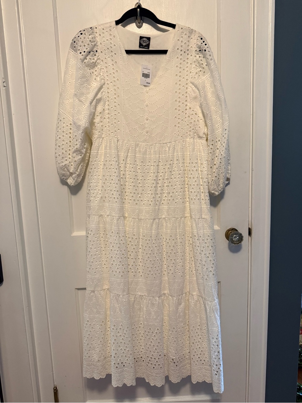 Alstyle White Eyelet Midi Dress